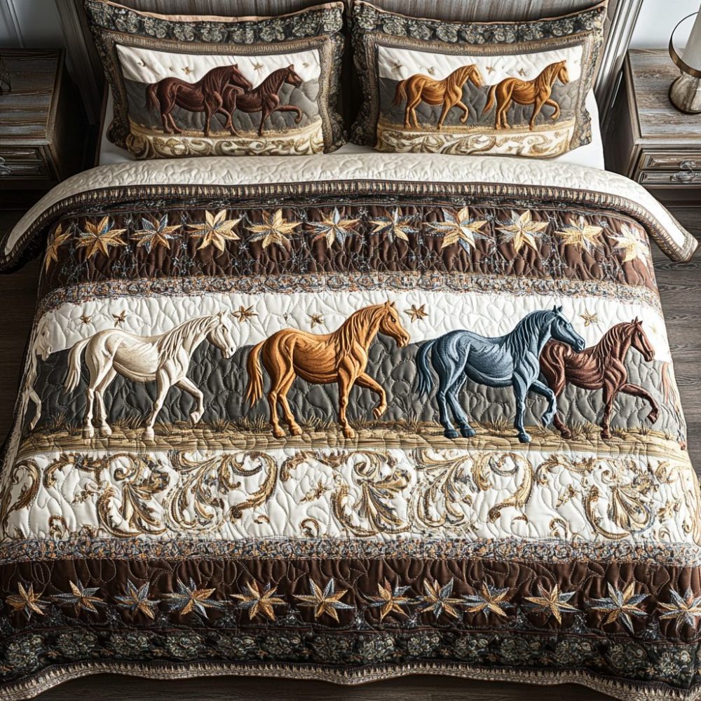 Bridle Beauty 3-Piece Quilted Bedding Set