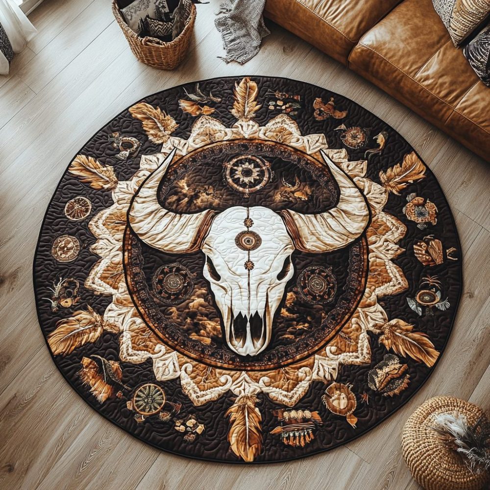 Buffalo Circle Quilted Round Mat
