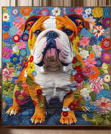 Bulldog Garden Quilted Blanket