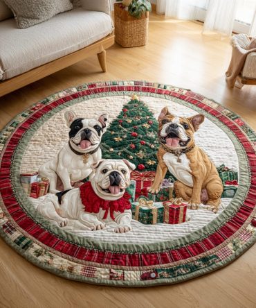 Bulldog Guardian Quilted Round Mat