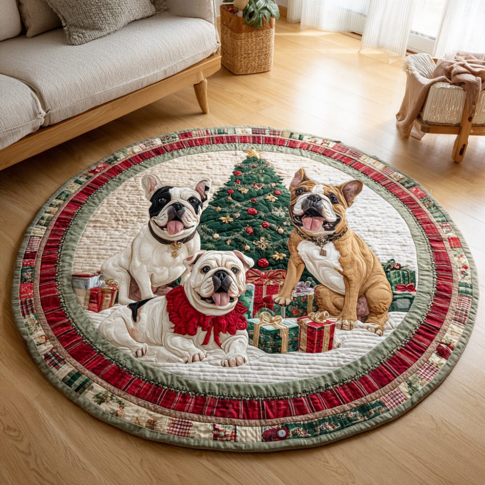 Bulldog Guardian Quilted Round Mat