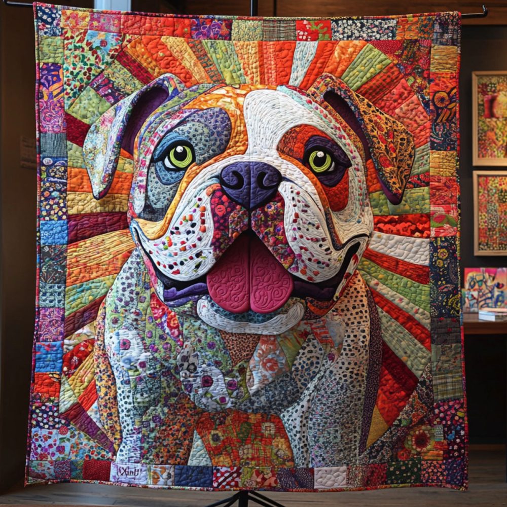 Bulldog Love Quilted Blanket