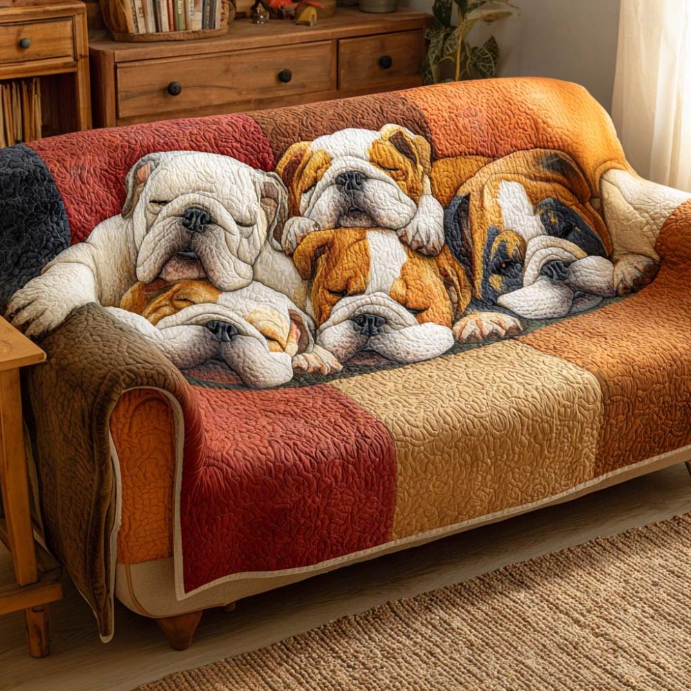 Bulldog Nap Haven Quilted Sofa Cover
