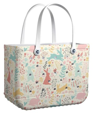 Bucket Tote Bag, Limited Edition Bogg Bag, Beach Bag Bunny Garden