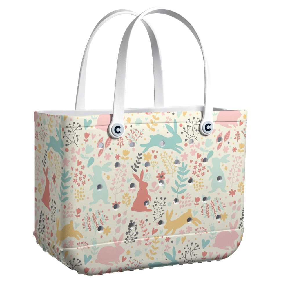 Bucket Tote Bag, Limited Edition Bogg Bag, Beach Bag Bunny Garden