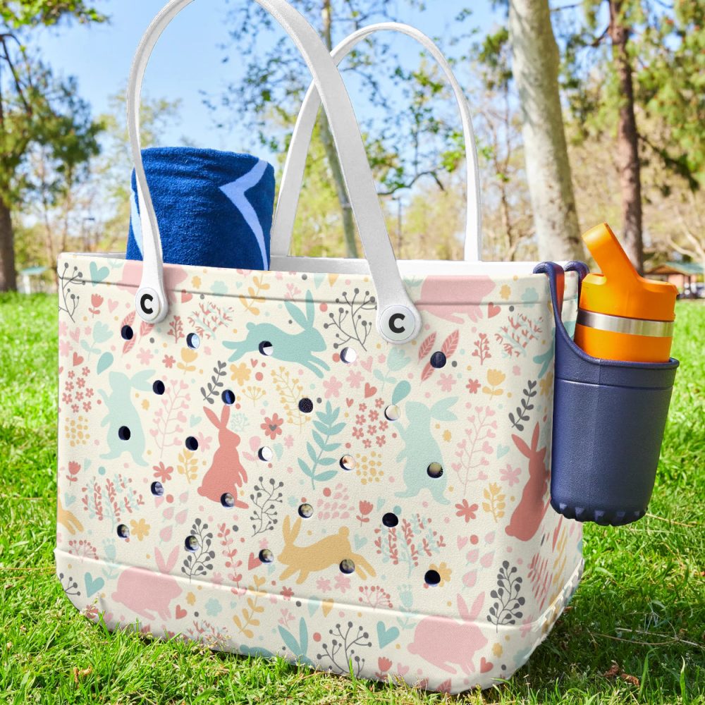 Bucket Tote Bag, Limited Edition Bogg Bag, Beach Bag Bunny Garden - Image 3