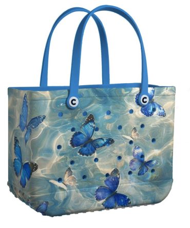 Bucket Tote Bag, Limited Edition Bogg Bag, Beach Bag Blue Flutter