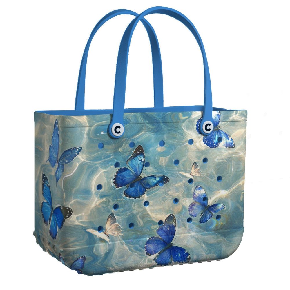 Bucket Tote Bag, Limited Edition Bogg Bag, Beach Bag Blue Flutter