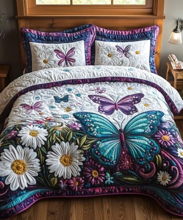 Butterfly Dreams 3-Piece Quilted Bedding Set