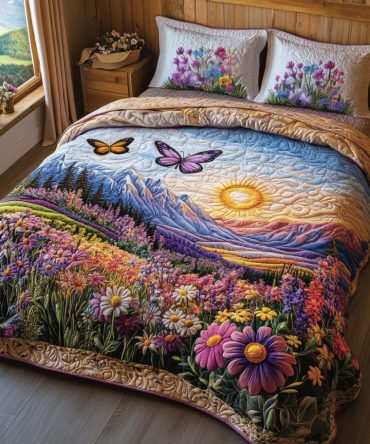 Butterfly Serenade 3-Piece Quilted Bedding Set