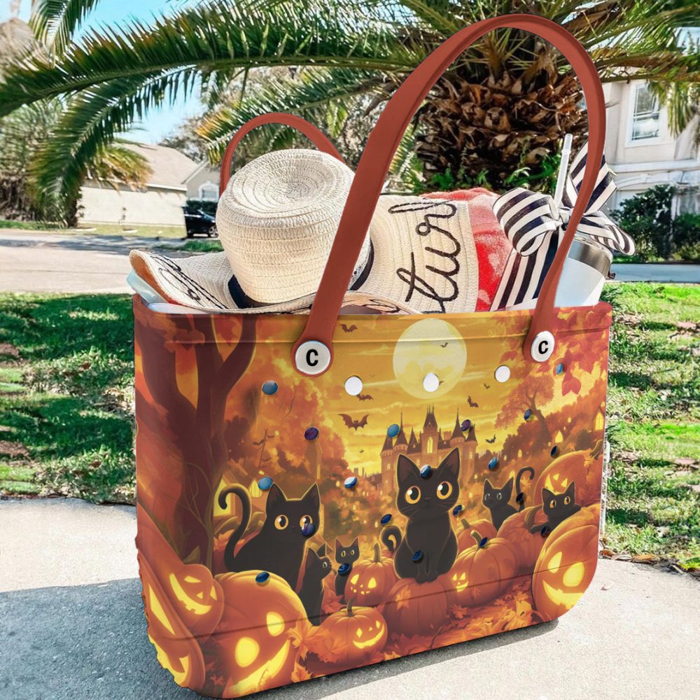 Bucket Tote Bag, Limited Edition Bogg Bag, Beach Bag Spooky Whiskers - Image 5