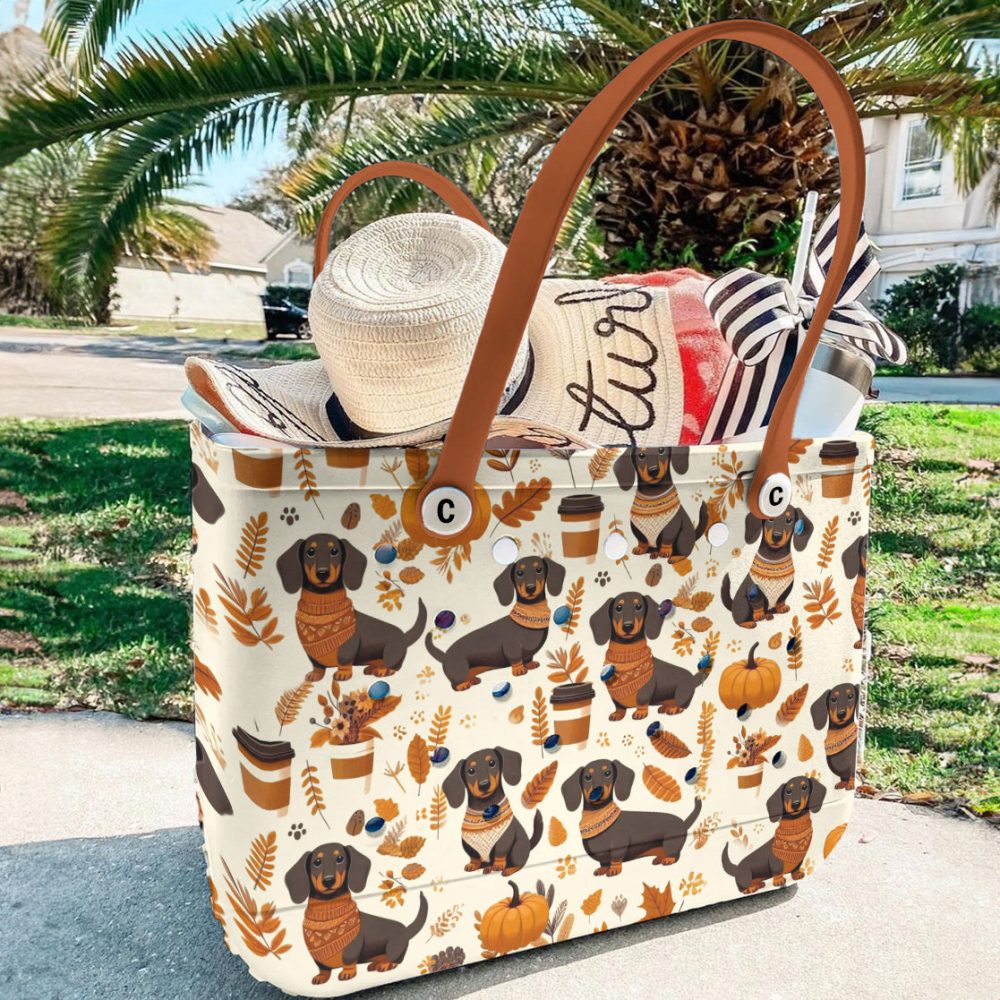 Autumn Dachshund Tote Bag – Cute Fall Dog Print Handbag For Dog Lovers - Image 5