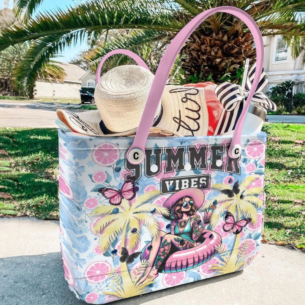 Summer Vibes Beach Tote Bag - Colorful Floral Design, Durable & Spacious For All Your Essentials - Image 2