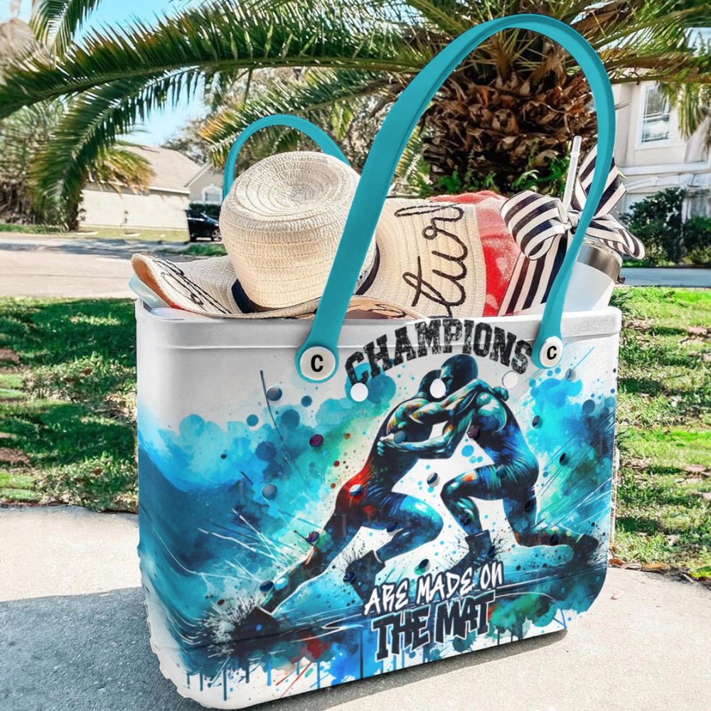 Champion Wrestler Tote Bag – Vibrant Blue Design For Sports Enthusiasts - Image 5