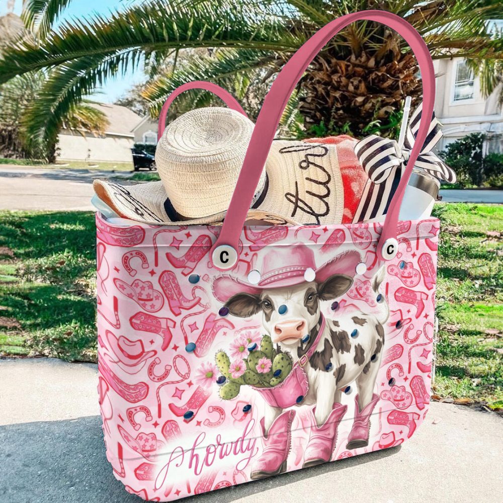 Bucket Tote Bag, Limited Edition Bogg Bag, Beach Bag Howdy Cow - Image 5