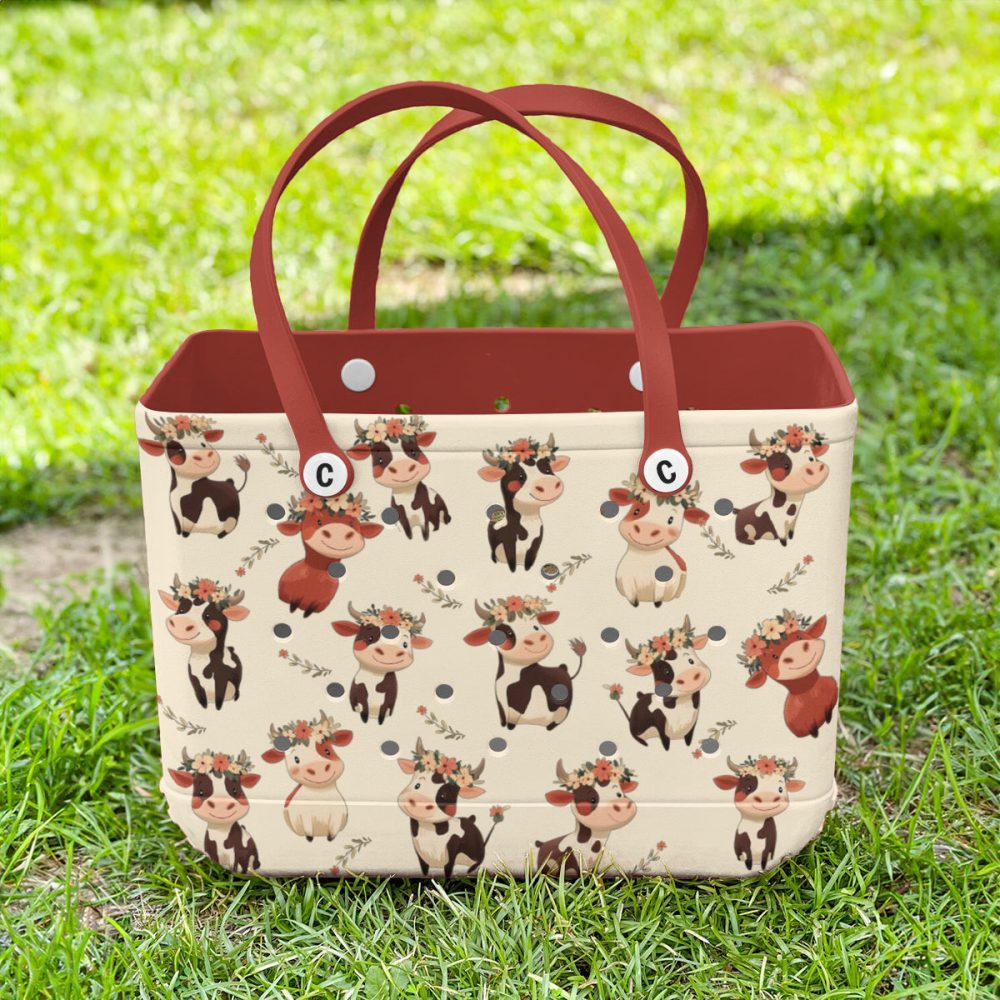 Charming Cow Print Tote Bag – Cute Farm Animal Design, Durable & Spacious For Everyday Use - Image 3