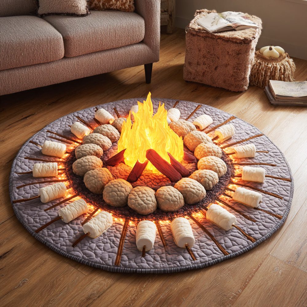 Cabin Flame Rest Quilted Round Mat