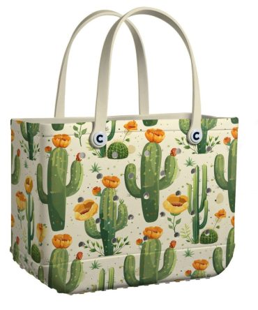 Stylish Cactus Print Tote Bag - Eco-Friendly, Spacious & Durable For Everyday Use