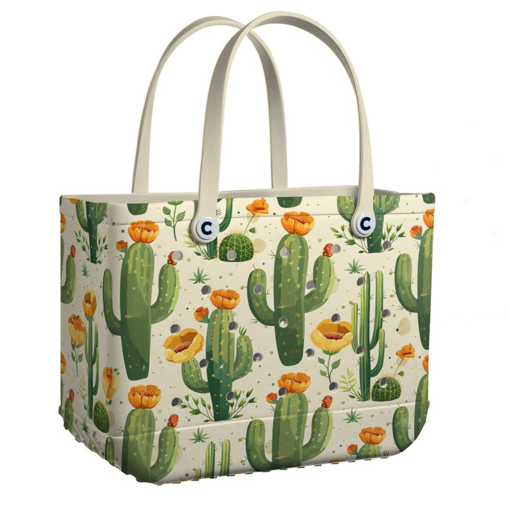 Stylish Cactus Print Tote Bag - Eco-Friendly, Spacious & Durable For Everyday Use