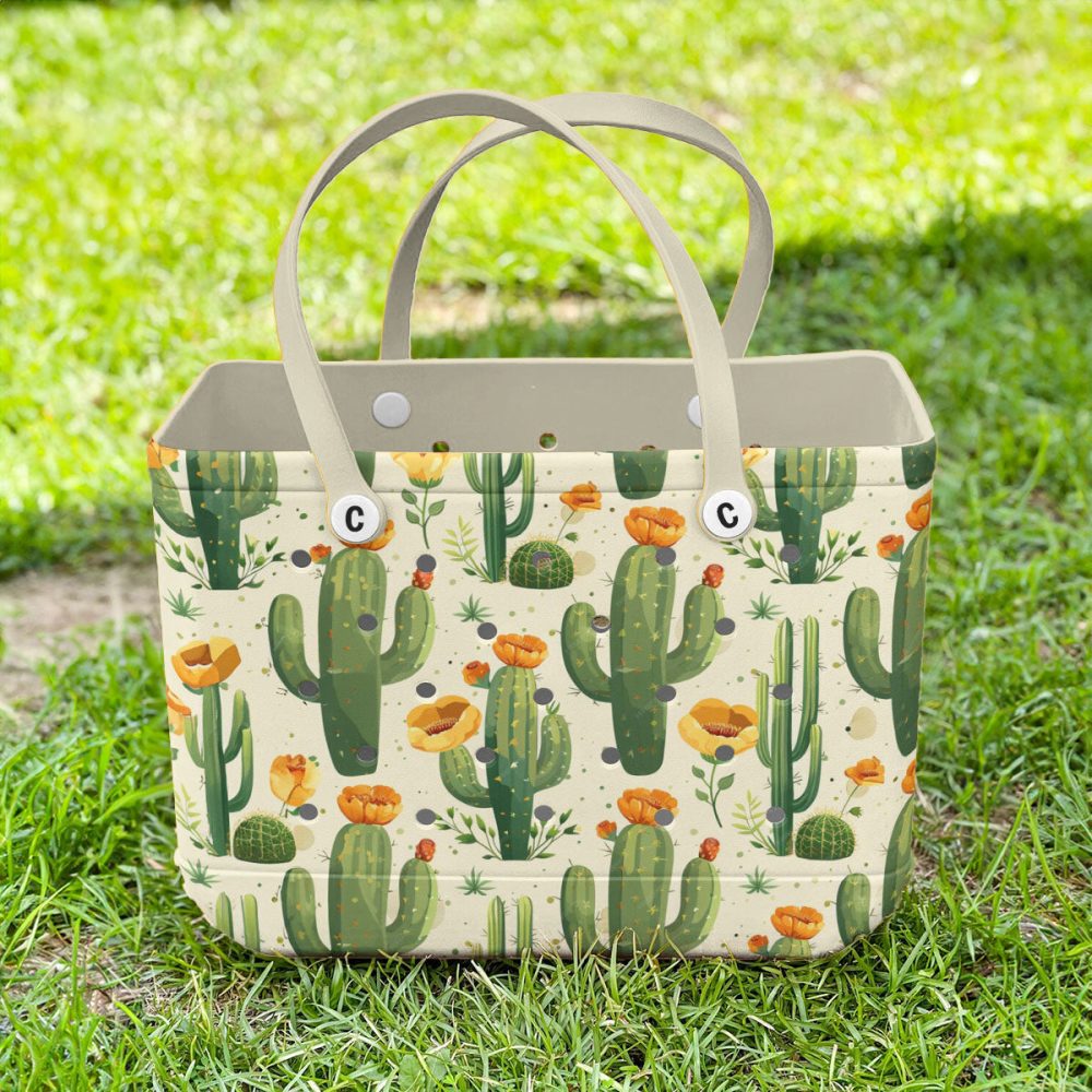 Stylish Cactus Print Tote Bag - Eco-Friendly, Spacious & Durable For Everyday Use - Image 2
