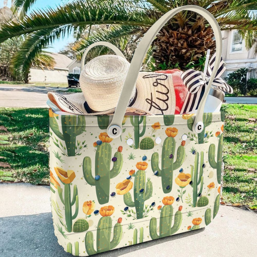 Stylish Cactus Print Tote Bag - Eco-Friendly, Spacious & Durable For Everyday Use - Image 4