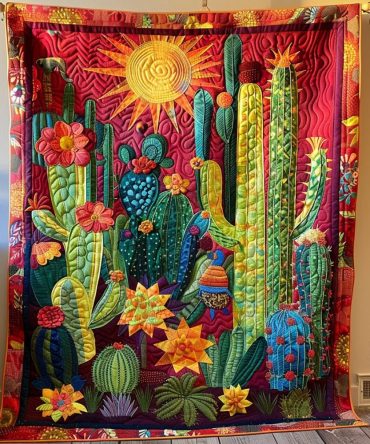 Cactus Garden Vista Quilted Blanket