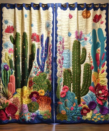 Cactus Bloom Quilted Curtains
