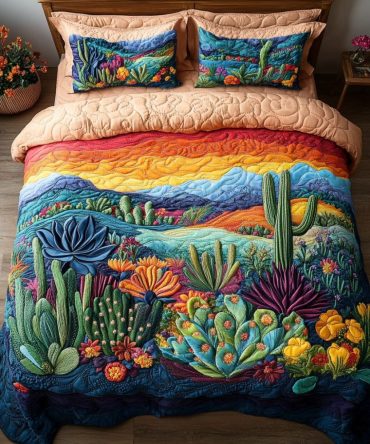 Cactus Comfort 3-Piece Quilted Bedding Set
