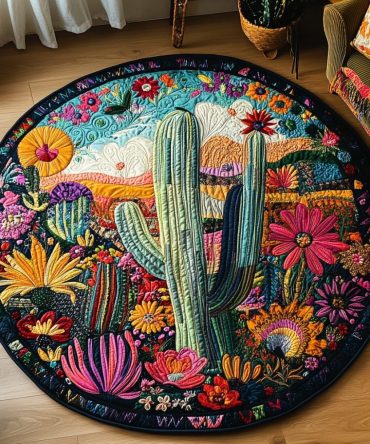 Cactus Garden Bliss Quilted Round Mat