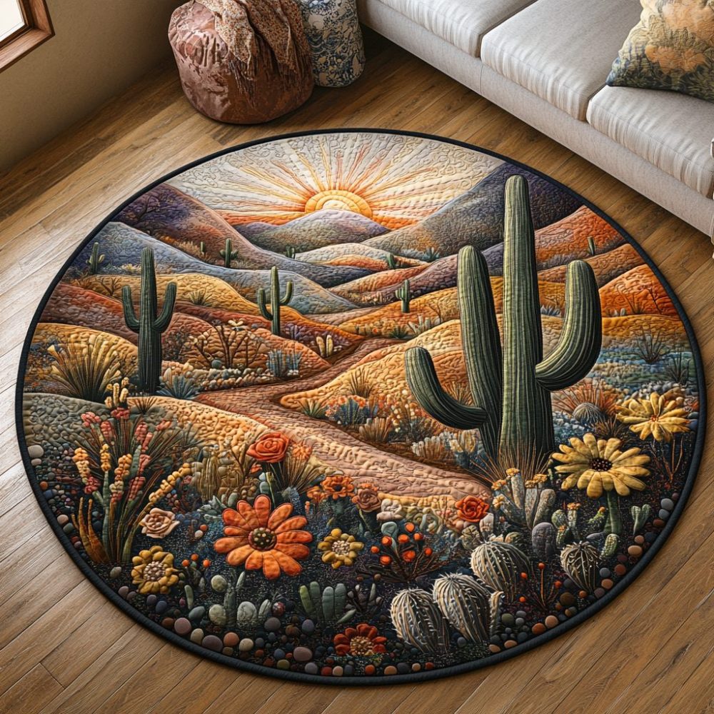 Cactus Garden Quilted Round Mat