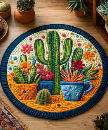 Cactus Garden Quilted Round Mat