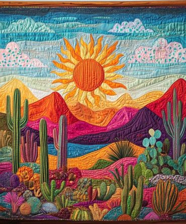 Cactus Glow Quilted Blanket