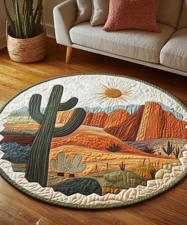 Cactus Haven Quilted Round Mat