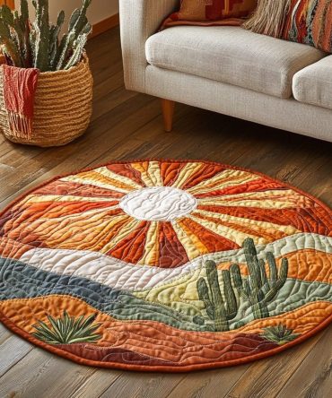 Cactus Sunrise Quilted Round Mat