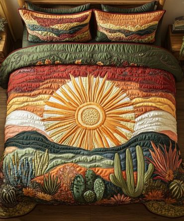 Cactus Sunset 3-Piece Quilted Bedding Set