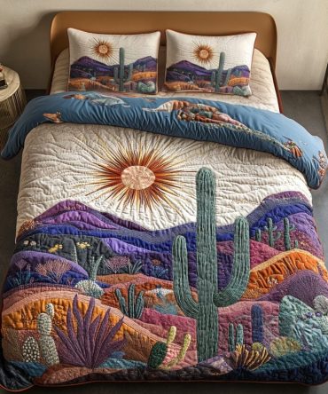 Cactus Sunset 3-Piece Quilted Bedding Set