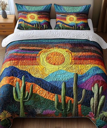 Cactus Sunset 3-Piece Quilted Bedding Set