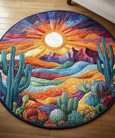Cactus Sunset Quilted Round Mat