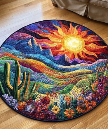 Cactus Sunset Quilted Round Mat
