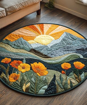 California Poppy Hill Quilted Round Mat