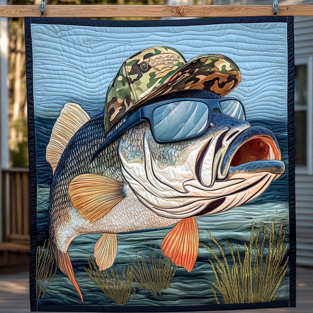 Camo Bass Quilted Blanket