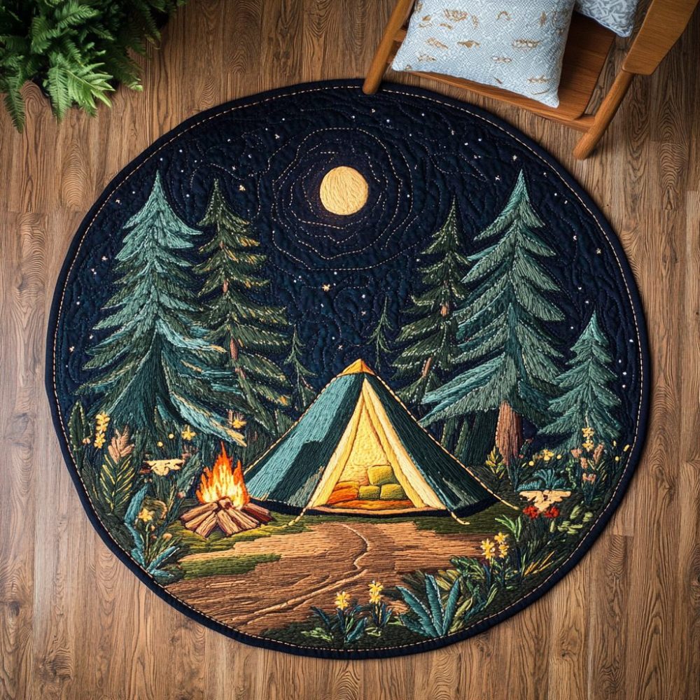 Campfire Nights Quilted Round Mat