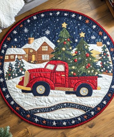 Candy Cane Lane Quilted Round Mat