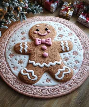 Candy Cane Lane Quilted Round Mat