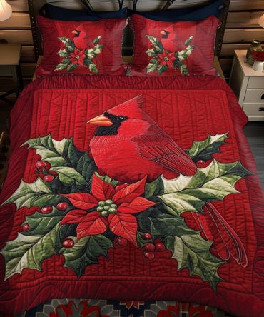 Cardinal Charm Quilted Bedding Set
