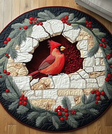 Cardinal Charm Quilted Round Mat
