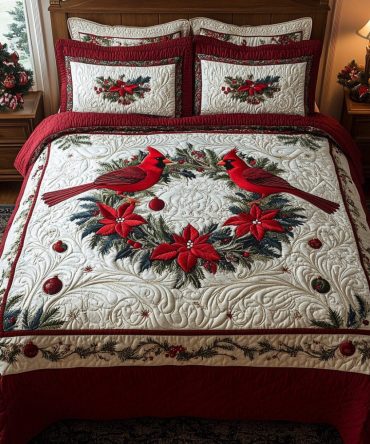 Cardinal Chorus 3-Piece Quilted Bedding Set