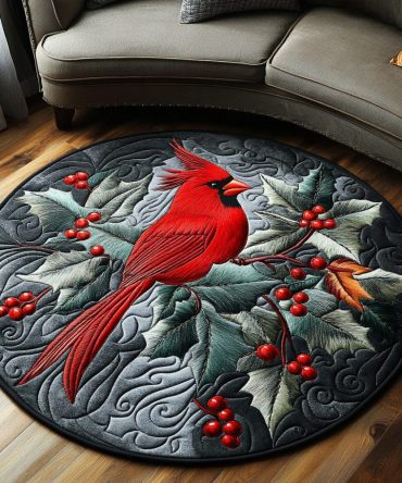 Cardinal Glow Quilted Round Mat