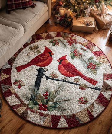 Cardinal Harmony Quilted Round Mat