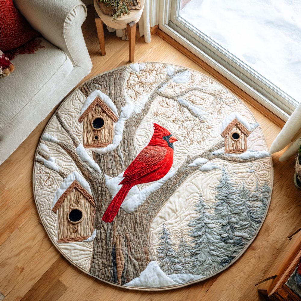 Cardinal Treehouse Quilted Round Mat